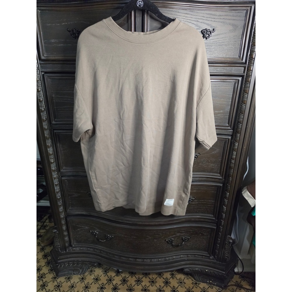 Reserved Supply Mens Oversized T-Shirt Tan Khaki Cotton Blend Large P967100